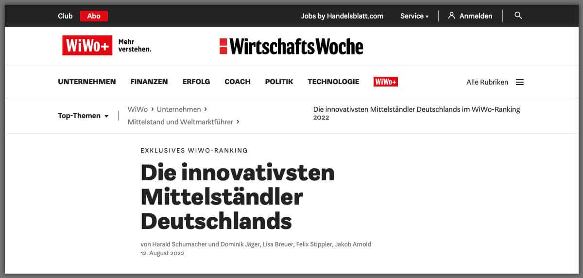 WirtschaftsWoche places abberior among the 100 most innovative SMEs in Germany