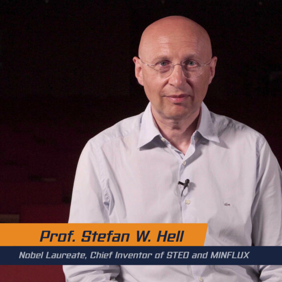 Professor Stefan Hell. Caption: Nobel Laureate, Chief Inventor of STED and MINFLUX