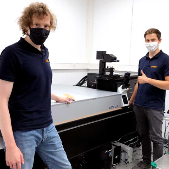 abberior's technicians installing MINFLUX at EMBL Imaging Centre