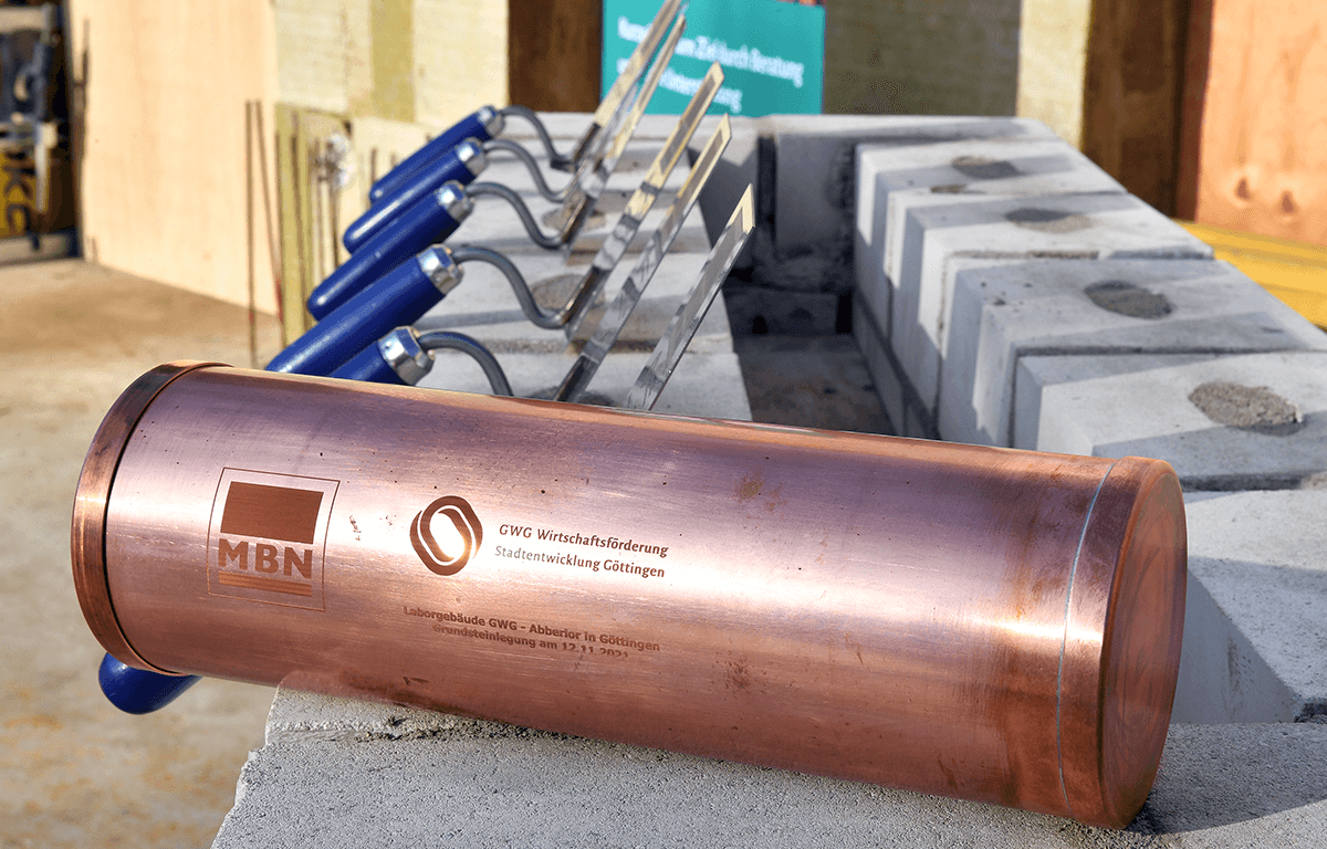 The copper time capsule to commemorate the laying of the foundation
