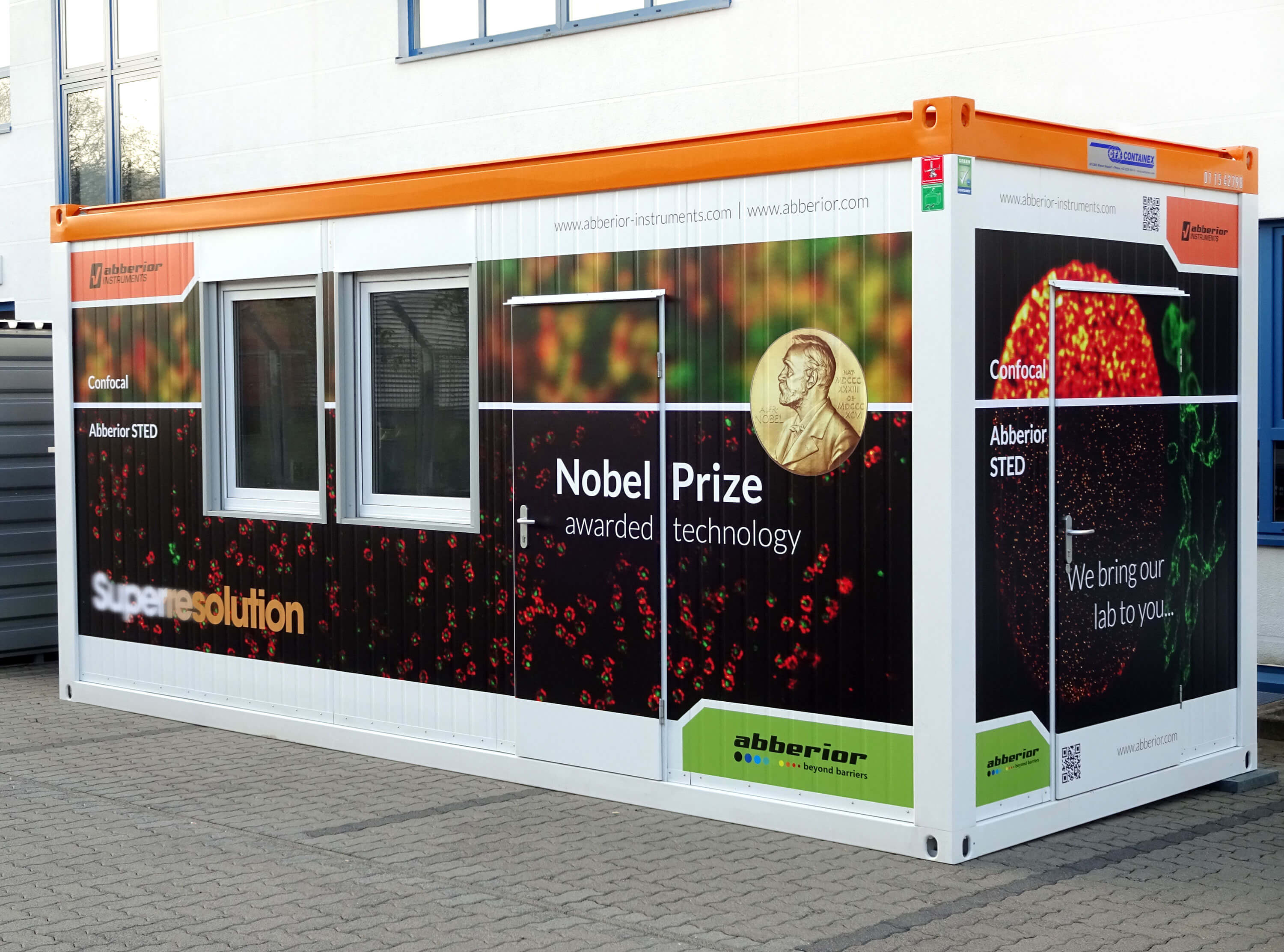 abberior's STED-themed roadshow container in Hamburg
